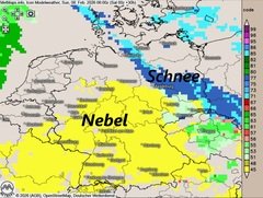Tagesstart mit Nebel und Schnee